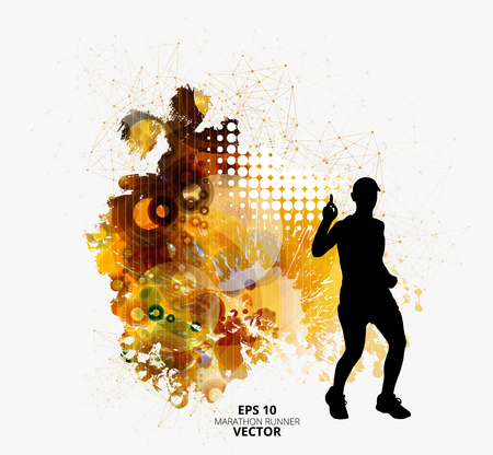 Fit young male jogger. Healthy lifestyle. Vector illustration.のイラスト素材