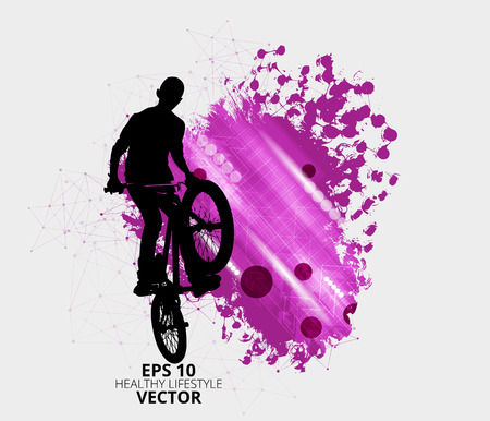 Young male bicycle jumper. Healthy lifestyle. Vector illustration.のイラスト素材