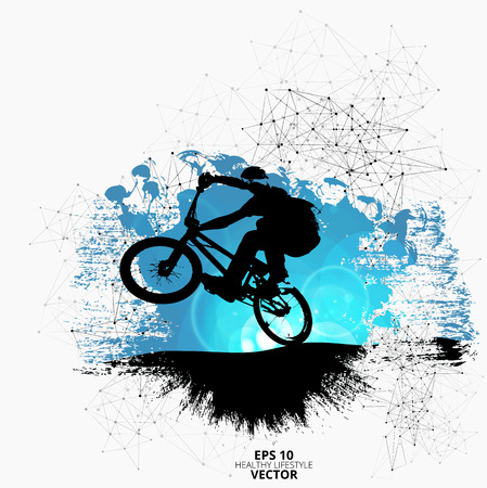 Young male bicycle jumper. Healthy lifestyle. Vector illustration.のイラスト素材