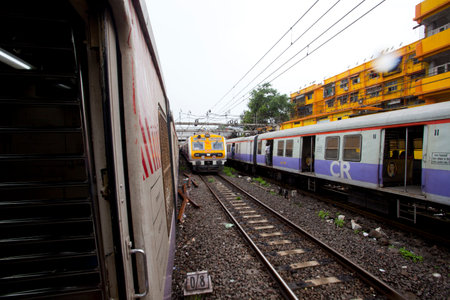 MUMBAI, INDIA - JULY 3 2018: Old rusty rails leading to Mumbai Central Station.