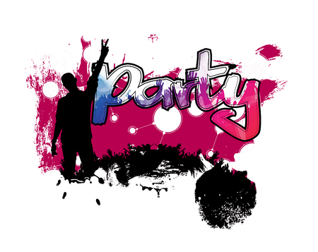 Party background with dancing people - vector illustrationのイラスト素材