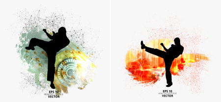 Martial arts. High kick, vector illustration.のイラスト素材