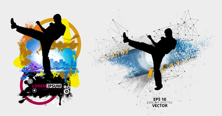 Martial arts. High kick, vector illustration.のイラスト素材