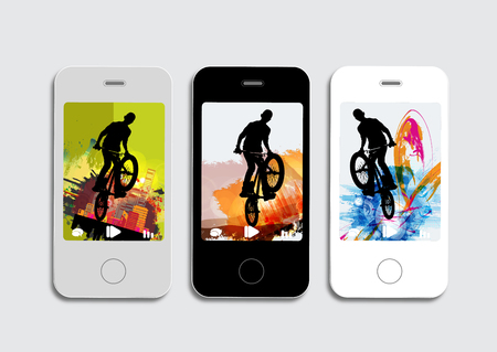 Young male bicycle jumper. Healthy lifestyle. Vector illustration.のイラスト素材
