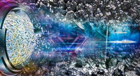 3D rendering of abstract digital technology backgroundの写真素材