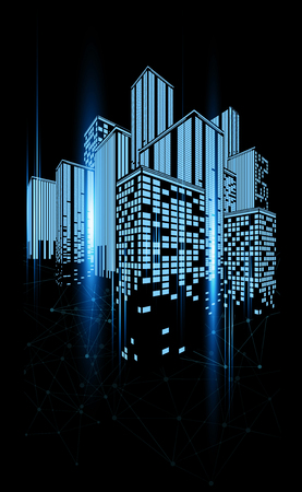 Technology city, vector illustrationのイラスト素材