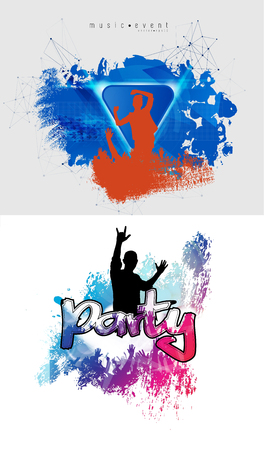 Silhouette of a party crowd - vector illustrationのイラスト素材