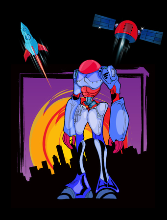 Robot, vector illustrationのイラスト素材