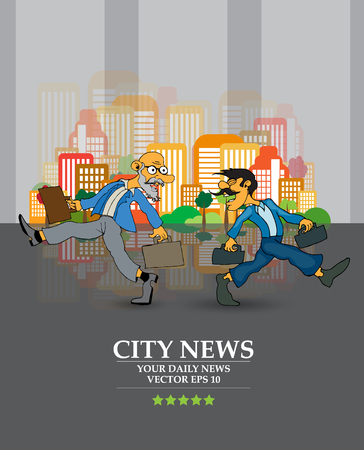 Businessman cartoon character with city background, vector illustrationのイラスト素材