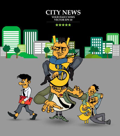 Businessman cartoon character with city background, vector illustrationのイラスト素材