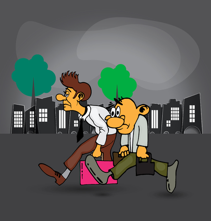 Businessman cartoon character with city background, vector illustrationのイラスト素材