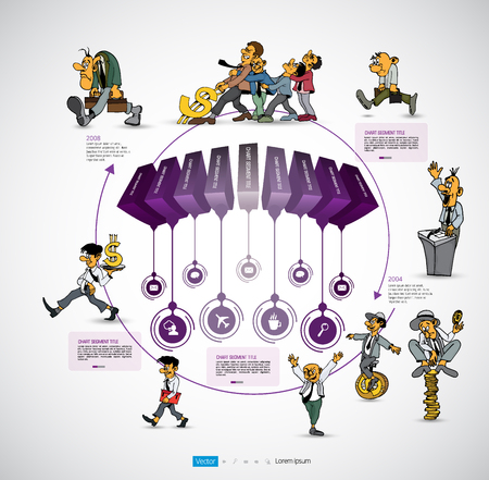 Infographics template with business cartoon character, vector illustrationのイラスト素材
