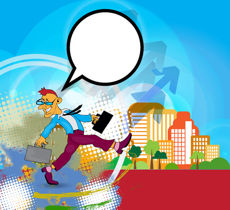 Businessman cartoon character with city background, vector illustrationのイラスト素材