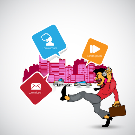 Businessman cartoon character with city background, vector illustrationのイラスト素材