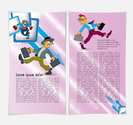 Vector layout brochures, flyers, presentations for business with cartoon charactersのイラスト素材