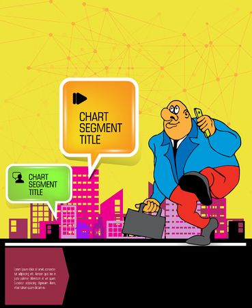 Businessman cartoon character with city background, vector illustrationのイラスト素材