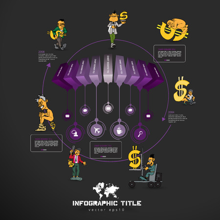 Abstract infographics template with cartoon character. Vector illustrationのイラスト素材