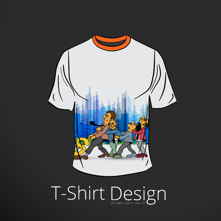 T-shirt with cartoon businessman character, vector illustrationのイラスト素材