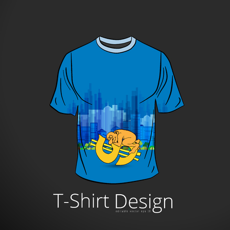T-shirt with cartoon businessman character, vector illustrationのイラスト素材