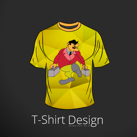 T-shirt with cartoon businessman character, vector illustrationのイラスト素材