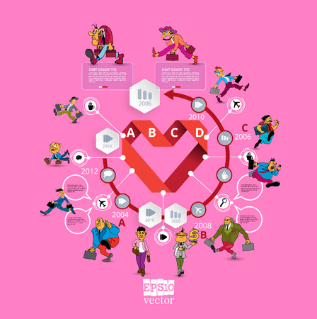 Abstract infographics template with cartoon character. Vector illustrationのイラスト素材