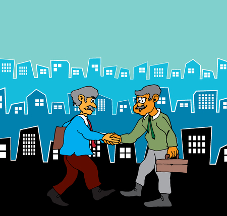 Businessman cartoon character with city background, vector illustrationのイラスト素材
