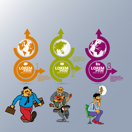 Abstract infographics template with cartoon character. Vector illustrationのイラスト素材