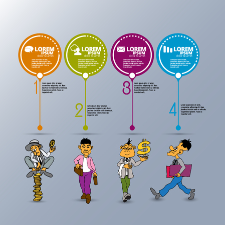 Abstract infographics template with cartoon character. Vector illustrationのイラスト素材
