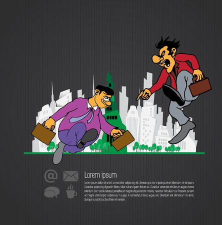 Businessman cartoon character with city background, vector illustrationのイラスト素材