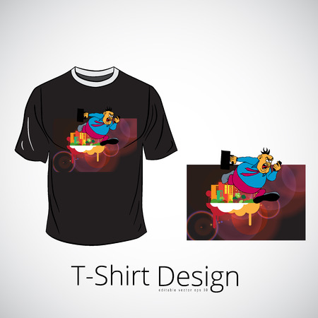 T-shirt with cartoon businessman character, vector illustrationのイラスト素材