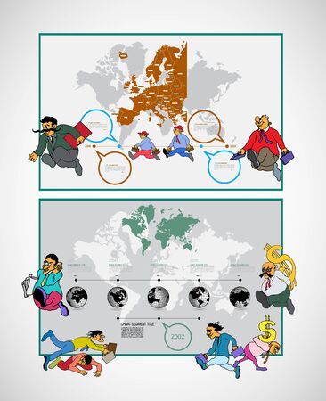 Abstract infographics template with cartoon character. Vector illustrationのイラスト素材