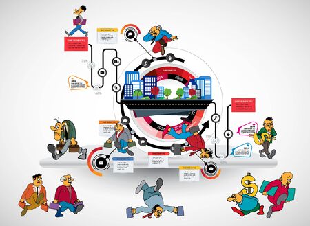 Abstract infographics template with cartoon character. Vector illustrationのイラスト素材