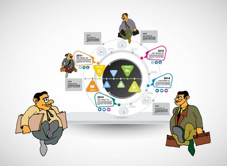 Abstract infographics template with cartoon character. Vector illustrationのイラスト素材