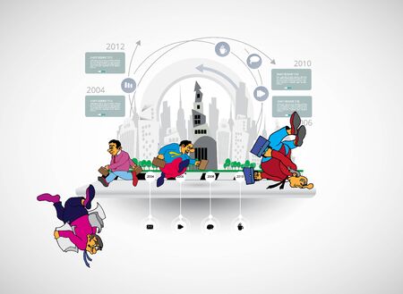 Abstract infographics template with cartoon character. Vector illustrationのイラスト素材