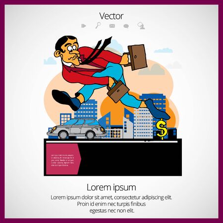 City scene witch cartoon characters - vector backgroundのイラスト素材