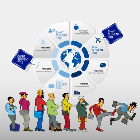 Abstract infographics template with cartoon character. Vector illustrationのイラスト素材