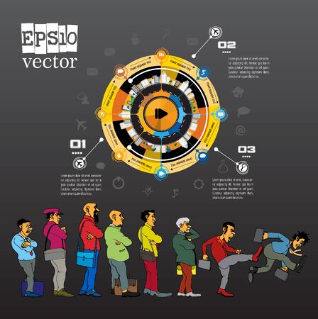 Abstract infographics template with cartoon character. Vector illustrationのイラスト素材