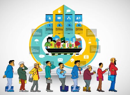 Abstract infographics template with cartoon character. Vector illustrationのイラスト素材