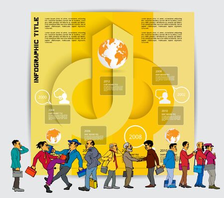 Abstract infographics template with cartoon character. Vector illustrationのイラスト素材