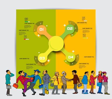 Abstract infographics template with cartoon character. Vector illustrationのイラスト素材