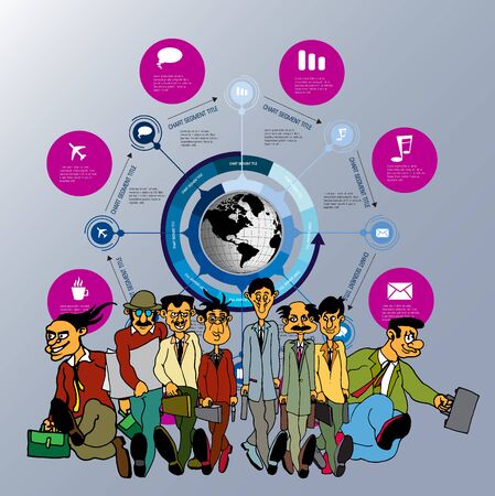 Abstract infographics template with cartoon character. Vector illustrationのイラスト素材