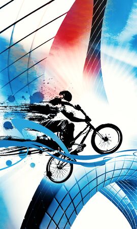 Silhouette of a bicycle riderの写真素材