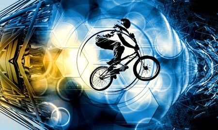 Silhouette of a bicycle riderの写真素材