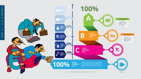 Abstract infographics template with cartoon character. Vector illustrationのイラスト素材