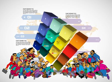 Abstract infographics template with cartoon character. Vector illustrationのイラスト素材