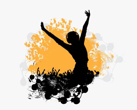 Young happy people are dancing in clubのイラスト素材