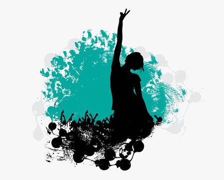 Young happy people are dancing in clubのイラスト素材