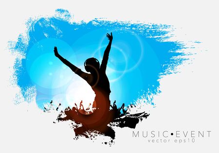 Silhouettes of dancing people in a clubのイラスト素材