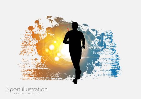 Running marathon, people run - vector illustrationのイラスト素材