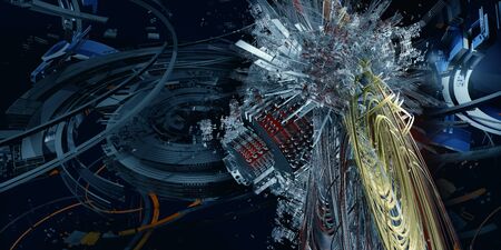 3D rendering of digital technology concept. Ready for banner